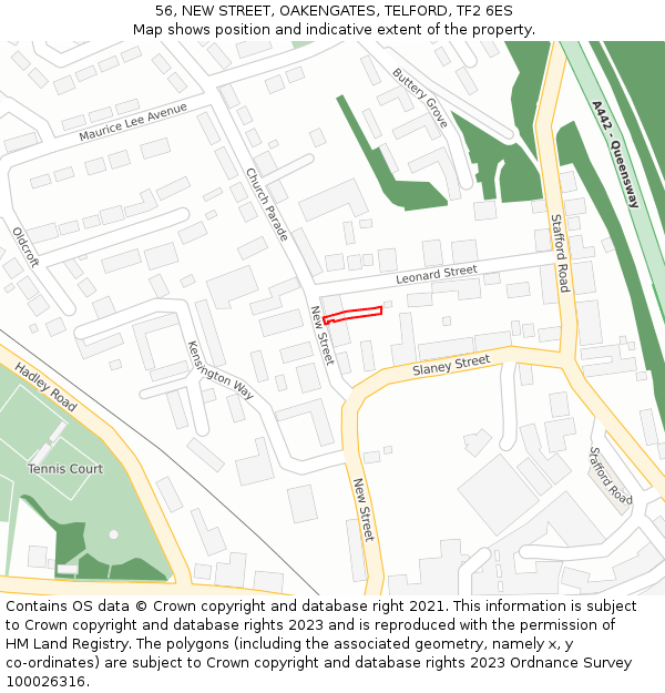 56, NEW STREET, OAKENGATES, TELFORD, TF2 6ES: Location map and indicative extent of plot