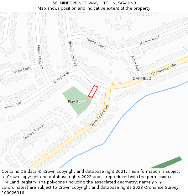 56, NINESPRINGS WAY, HITCHIN, SG4 9NR: Location map and indicative extent of plot