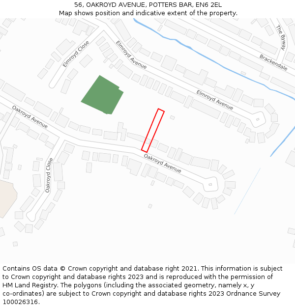 56, OAKROYD AVENUE, POTTERS BAR, EN6 2EL: Location map and indicative extent of plot