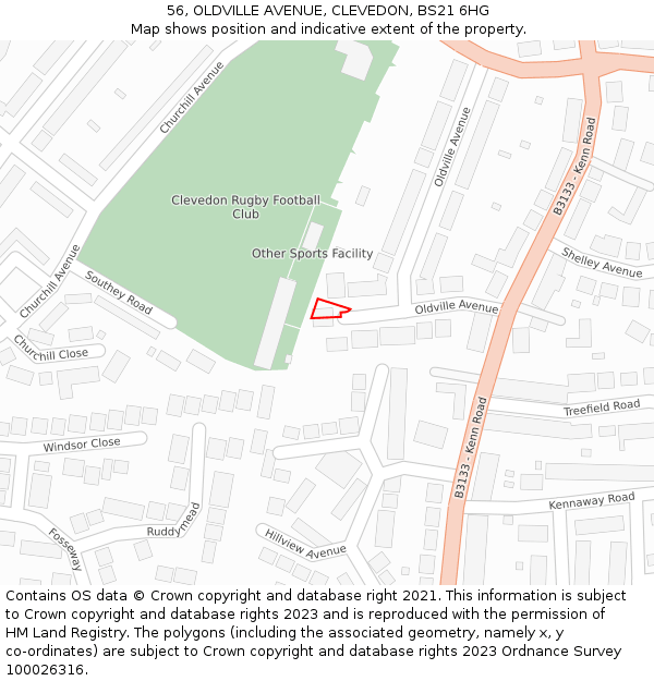 56, OLDVILLE AVENUE, CLEVEDON, BS21 6HG: Location map and indicative extent of plot