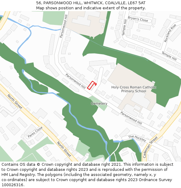 56, PARSONWOOD HILL, WHITWICK, COALVILLE, LE67 5AT: Location map and indicative extent of plot