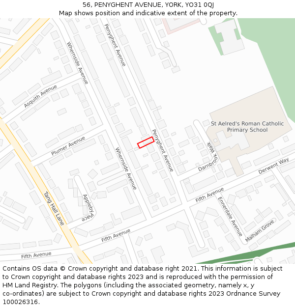 56, PENYGHENT AVENUE, YORK, YO31 0QJ: Location map and indicative extent of plot