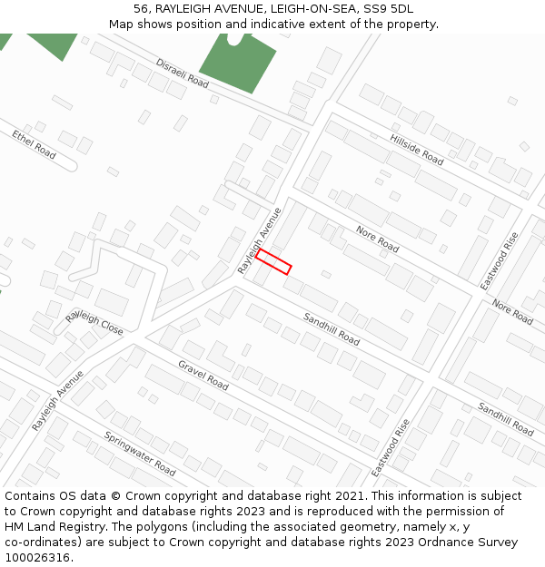 56, RAYLEIGH AVENUE, LEIGH-ON-SEA, SS9 5DL: Location map and indicative extent of plot