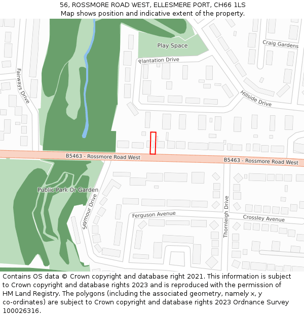 56, ROSSMORE ROAD WEST, ELLESMERE PORT, CH66 1LS: Location map and indicative extent of plot