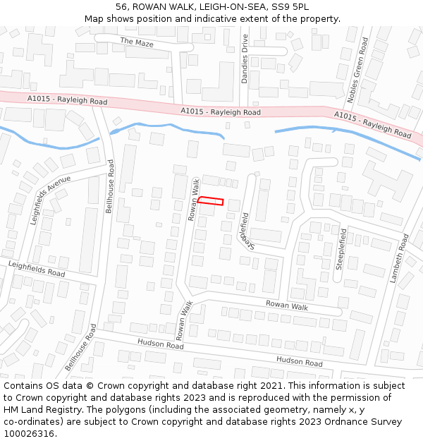 56, ROWAN WALK, LEIGH-ON-SEA, SS9 5PL: Location map and indicative extent of plot