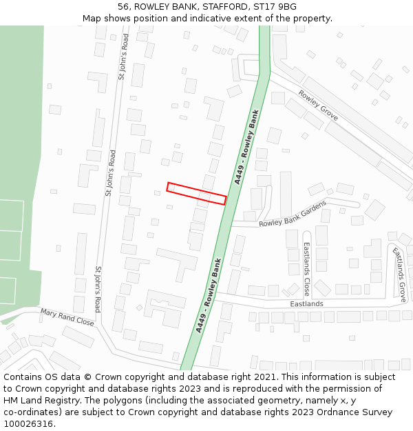 56, ROWLEY BANK, STAFFORD, ST17 9BG: Location map and indicative extent of plot