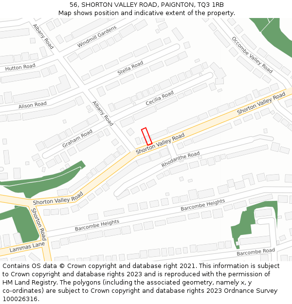 56, SHORTON VALLEY ROAD, PAIGNTON, TQ3 1RB: Location map and indicative extent of plot