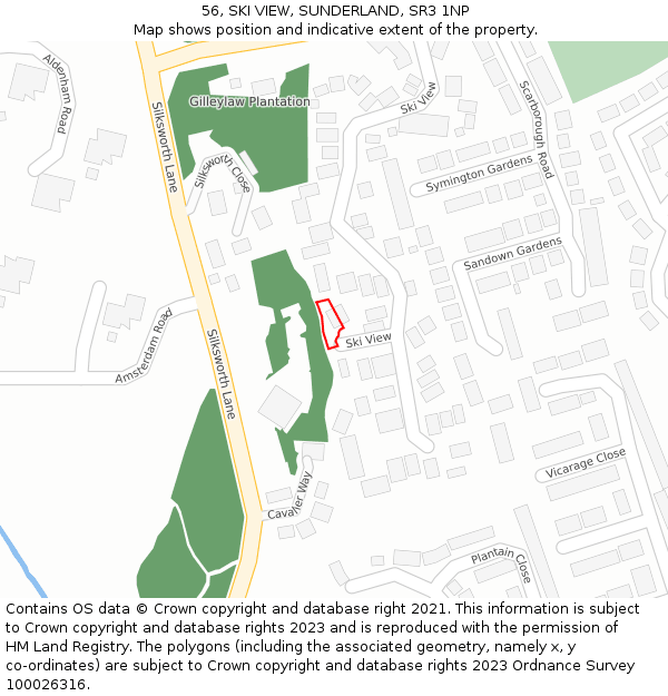 56, SKI VIEW, SUNDERLAND, SR3 1NP: Location map and indicative extent of plot