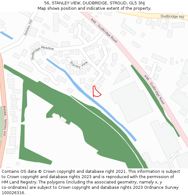 56, STANLEY VIEW, DUDBRIDGE, STROUD, GL5 3NJ: Location map and indicative extent of plot