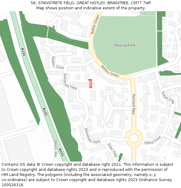 56, STANSTRETE FIELD, GREAT NOTLEY, BRAINTREE, CM77 7WP: Location map and indicative extent of plot