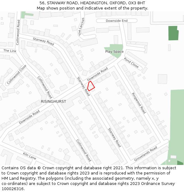 56, STANWAY ROAD, HEADINGTON, OXFORD, OX3 8HT: Location map and indicative extent of plot