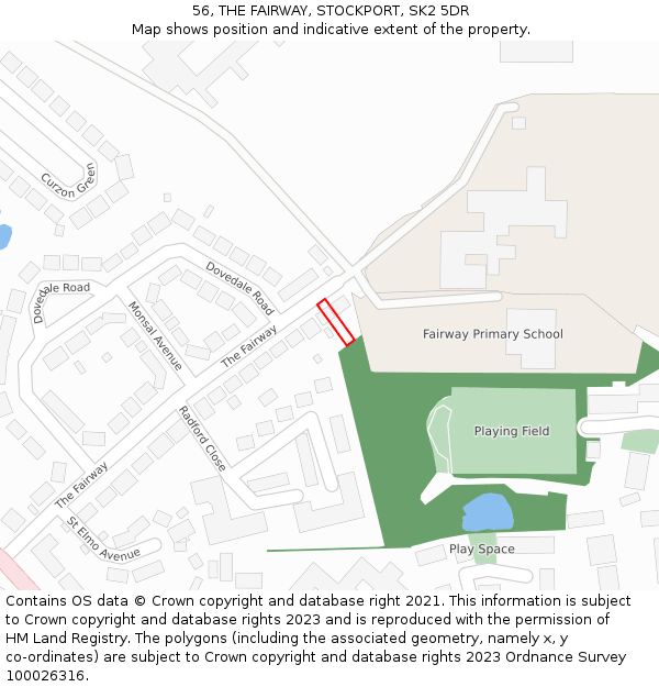 56, THE FAIRWAY, STOCKPORT, SK2 5DR: Location map and indicative extent of plot