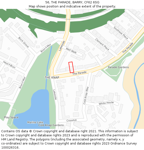 56, THE PARADE, BARRY, CF62 6SG: Location map and indicative extent of plot