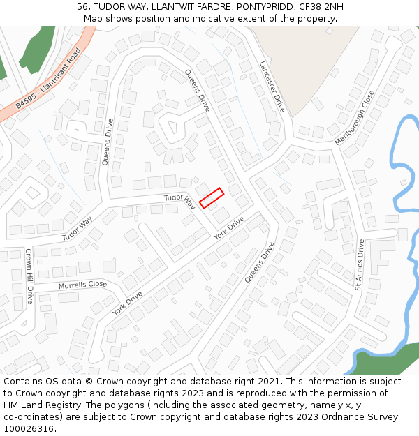 56, TUDOR WAY, LLANTWIT FARDRE, PONTYPRIDD, CF38 2NH: Location map and indicative extent of plot