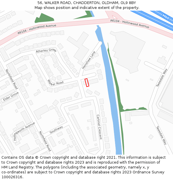 56, WALKER ROAD, CHADDERTON, OLDHAM, OL9 8BY: Location map and indicative extent of plot