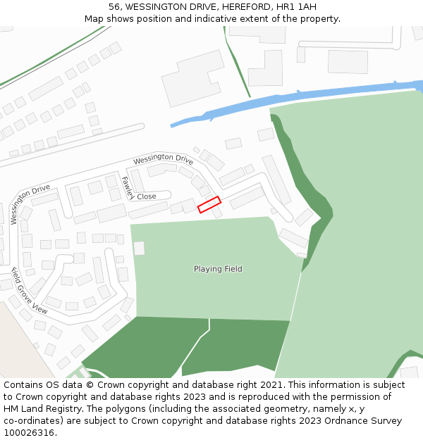 56, WESSINGTON DRIVE, HEREFORD, HR1 1AH: Location map and indicative extent of plot