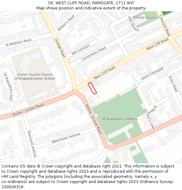 56, WEST CLIFF ROAD, RAMSGATE, CT11 9NT: Location map and indicative extent of plot