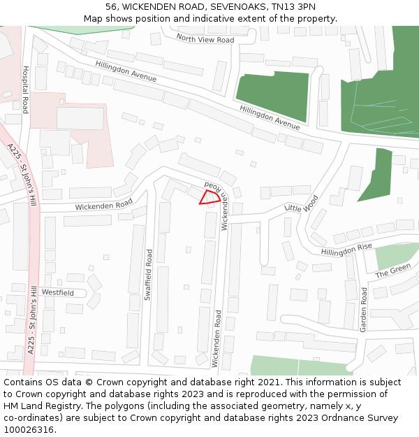 56, WICKENDEN ROAD, SEVENOAKS, TN13 3PN: Location map and indicative extent of plot