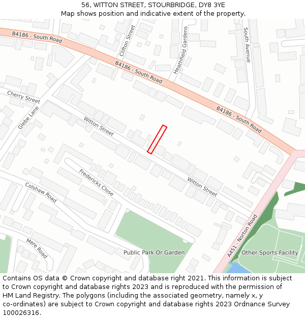 56, WITTON STREET, STOURBRIDGE, DY8 3YE: Location map and indicative extent of plot