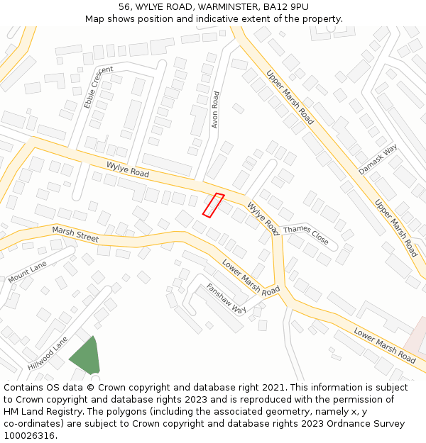 56, WYLYE ROAD, WARMINSTER, BA12 9PU: Location map and indicative extent of plot