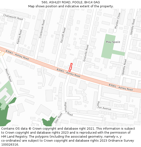 560, ASHLEY ROAD, POOLE, BH14 0AG: Location map and indicative extent of plot