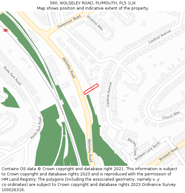 560, WOLSELEY ROAD, PLYMOUTH, PL5 1UX: Location map and indicative extent of plot