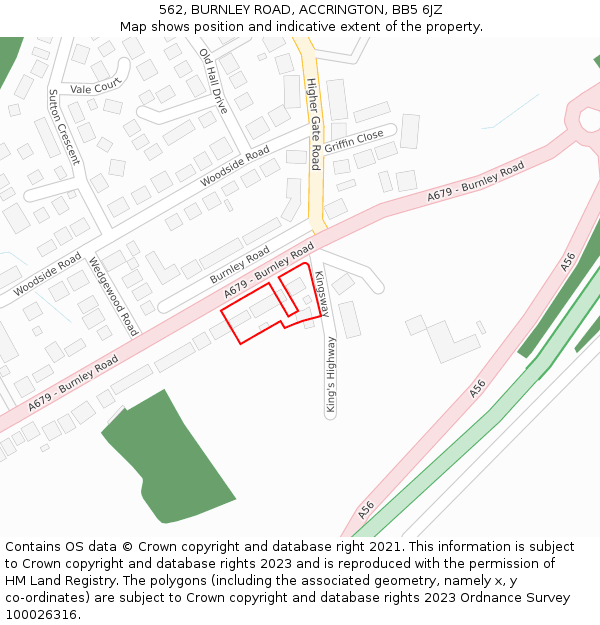 562, BURNLEY ROAD, ACCRINGTON, BB5 6JZ: Location map and indicative extent of plot