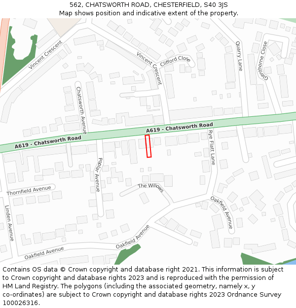562, CHATSWORTH ROAD, CHESTERFIELD, S40 3JS: Location map and indicative extent of plot