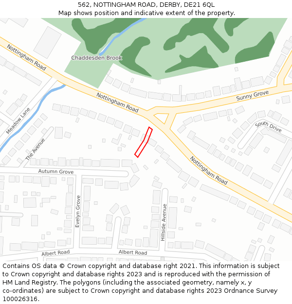 562, NOTTINGHAM ROAD, DERBY, DE21 6QL: Location map and indicative extent of plot