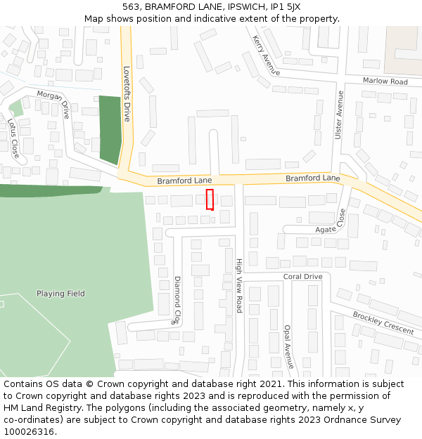 563, BRAMFORD LANE, IPSWICH, IP1 5JX: Location map and indicative extent of plot