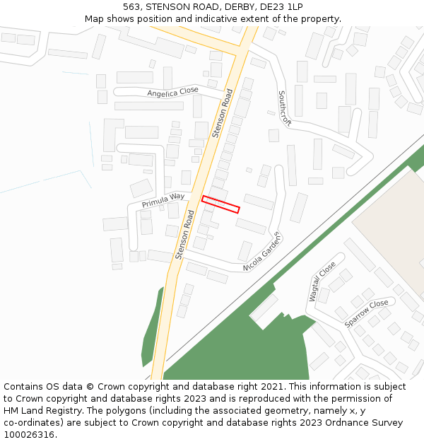 563, STENSON ROAD, DERBY, DE23 1LP: Location map and indicative extent of plot