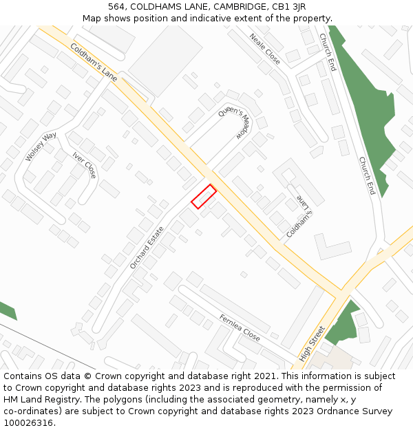 564, COLDHAMS LANE, CAMBRIDGE, CB1 3JR: Location map and indicative extent of plot