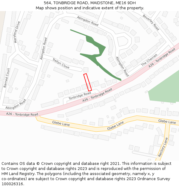 564, TONBRIDGE ROAD, MAIDSTONE, ME16 9DH: Location map and indicative extent of plot