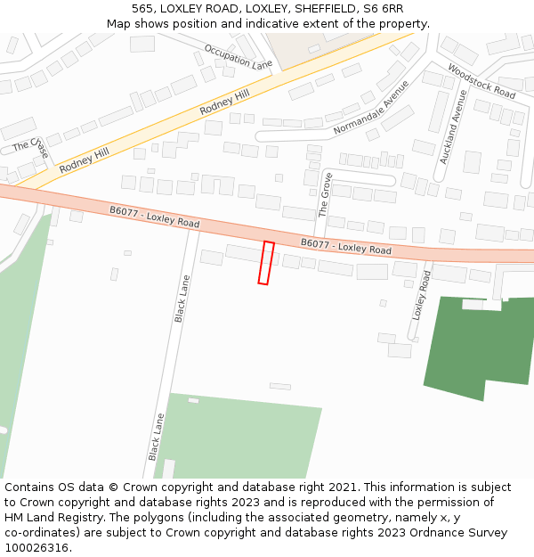 565, LOXLEY ROAD, LOXLEY, SHEFFIELD, S6 6RR: Location map and indicative extent of plot