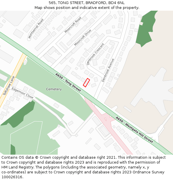 565, TONG STREET, BRADFORD, BD4 6NL: Location map and indicative extent of plot