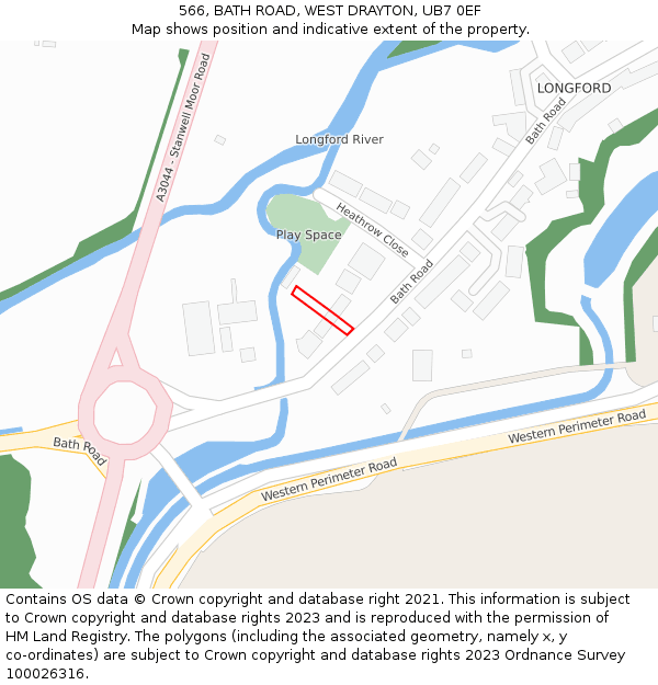 566, BATH ROAD, WEST DRAYTON, UB7 0EF: Location map and indicative extent of plot