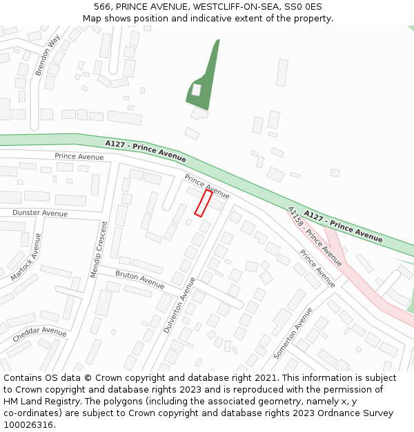 566, PRINCE AVENUE, WESTCLIFF-ON-SEA, SS0 0ES: Location map and indicative extent of plot
