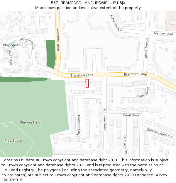 567, BRAMFORD LANE, IPSWICH, IP1 5JX: Location map and indicative extent of plot