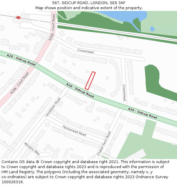 567, SIDCUP ROAD, LONDON, SE9 3AF: Location map and indicative extent of plot