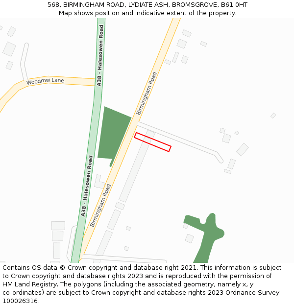 568, BIRMINGHAM ROAD, LYDIATE ASH, BROMSGROVE, B61 0HT: Location map and indicative extent of plot