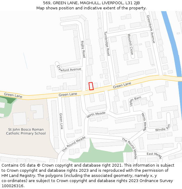 569, GREEN LANE, MAGHULL, LIVERPOOL, L31 2JB: Location map and indicative extent of plot