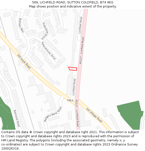 569, LICHFIELD ROAD, SUTTON COLDFIELD, B74 4EG: Location map and indicative extent of plot