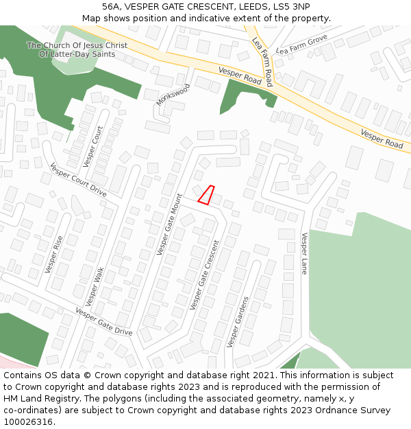 56A, VESPER GATE CRESCENT, LEEDS, LS5 3NP: Location map and indicative extent of plot