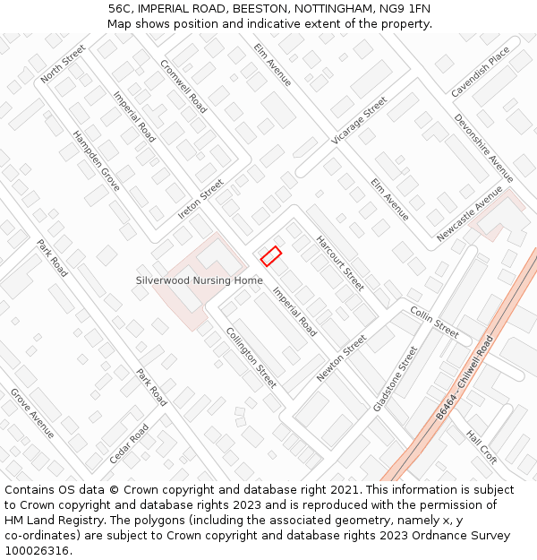 56C, IMPERIAL ROAD, BEESTON, NOTTINGHAM, NG9 1FN: Location map and indicative extent of plot