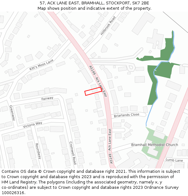57, ACK LANE EAST, BRAMHALL, STOCKPORT, SK7 2BE: Location map and indicative extent of plot