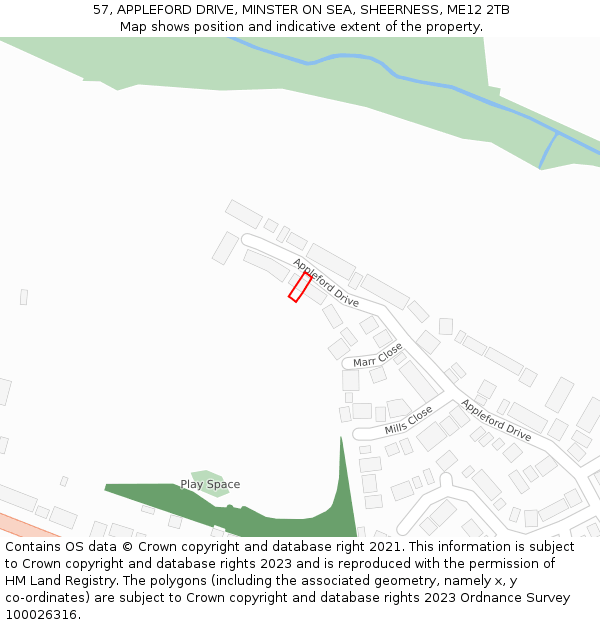 57, APPLEFORD DRIVE, MINSTER ON SEA, SHEERNESS, ME12 2TB: Location map and indicative extent of plot