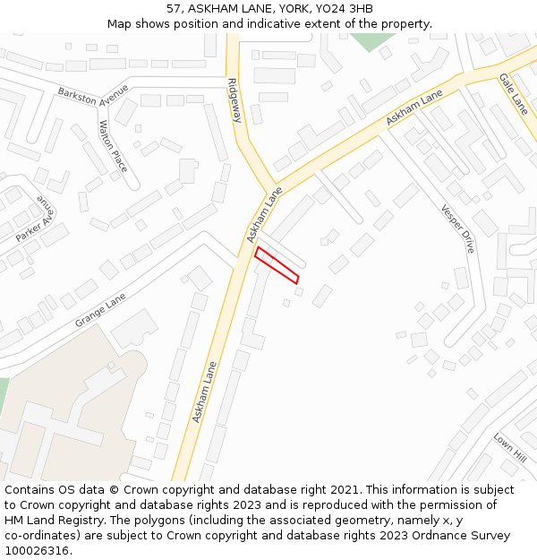 57, ASKHAM LANE, YORK, YO24 3HB: Location map and indicative extent of plot