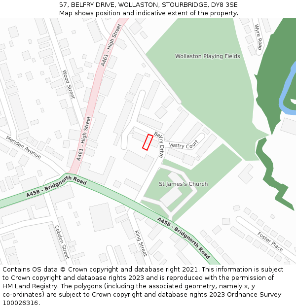 57, BELFRY DRIVE, WOLLASTON, STOURBRIDGE, DY8 3SE: Location map and indicative extent of plot