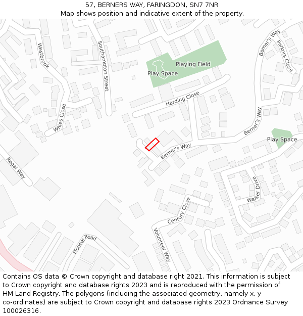 57, BERNERS WAY, FARINGDON, SN7 7NR: Location map and indicative extent of plot