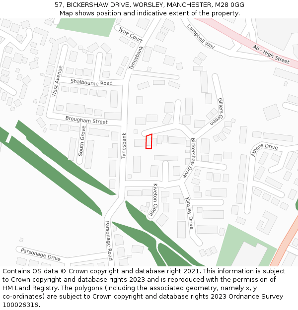 57, BICKERSHAW DRIVE, WORSLEY, MANCHESTER, M28 0GG: Location map and indicative extent of plot